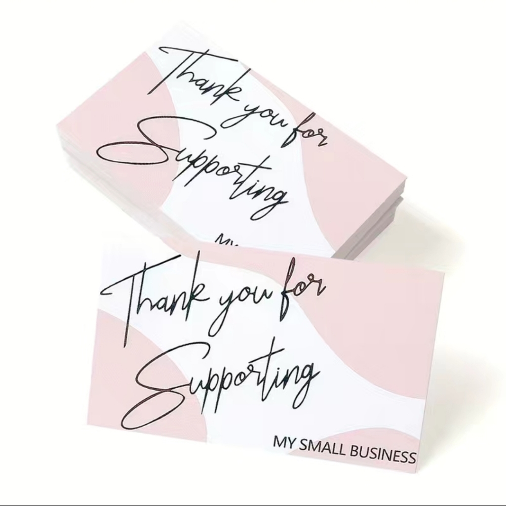 50 Thank You Cards, 120 rectangular Thank You Stickers